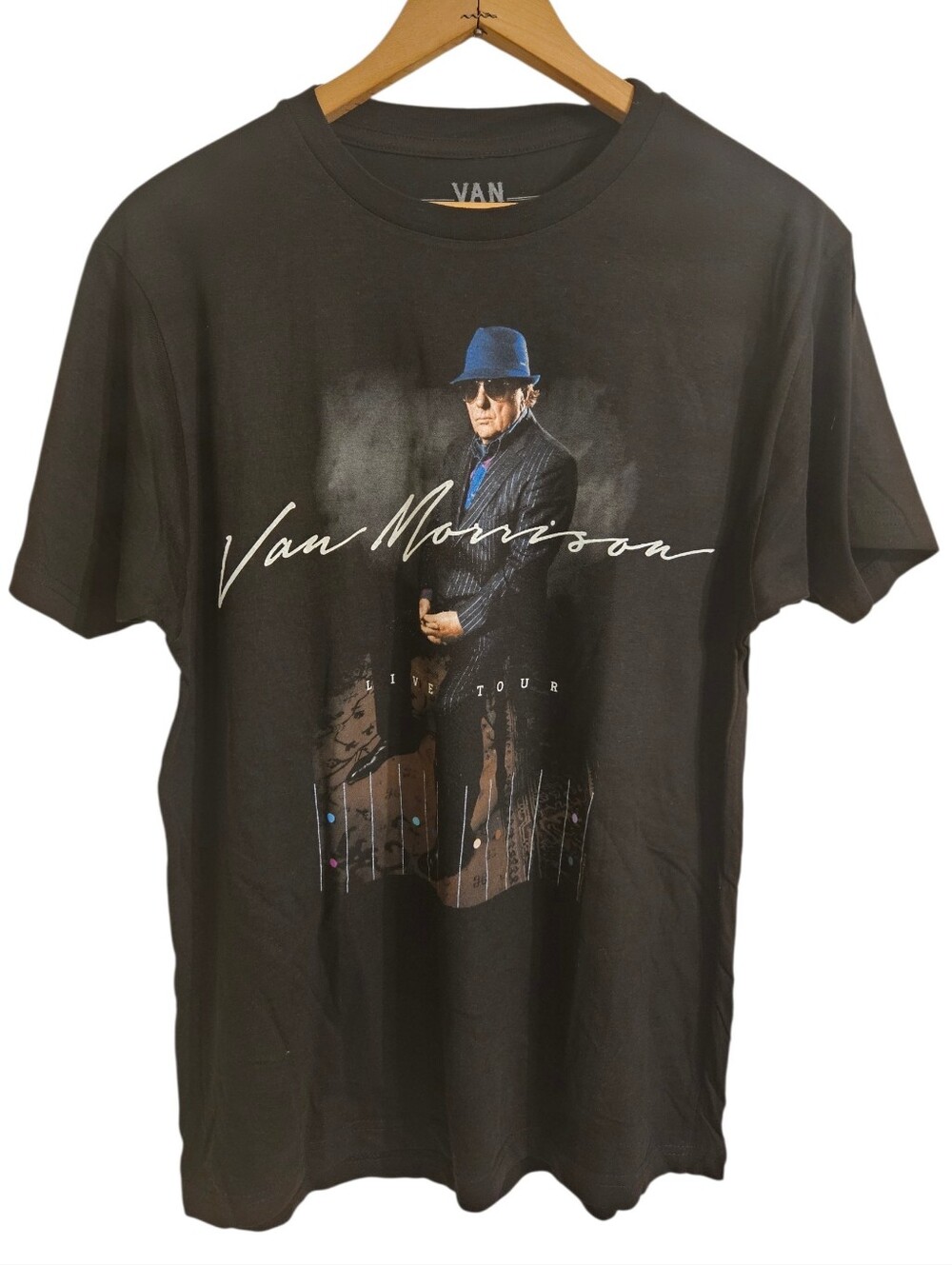 Van Morrison 2019 Tour Black Cotton Double Sided Band Tee Sz M Unisex New
